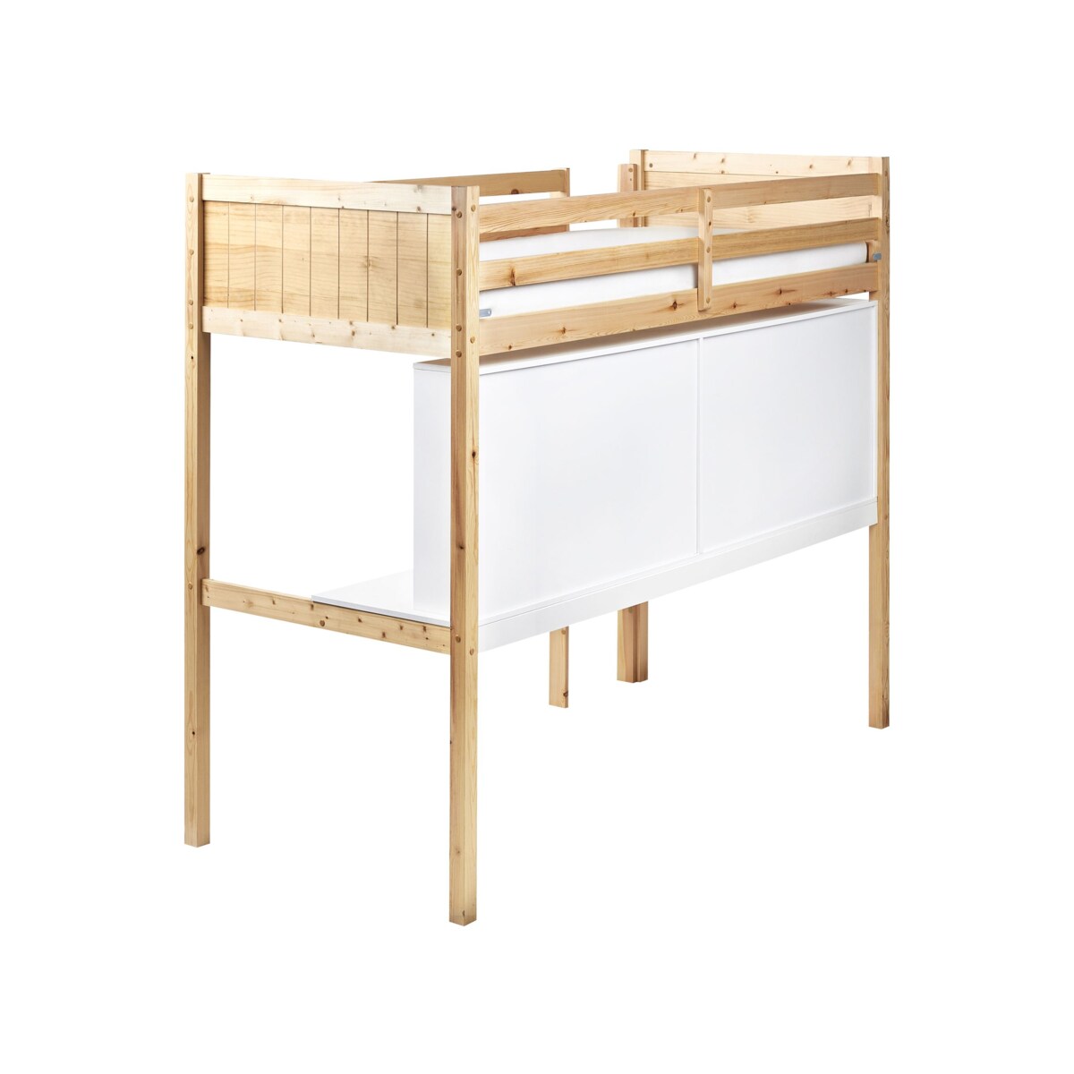 Łóżko na antresoli z biurkiem Drewno sosnowe FOUCAMONT 90 x 200 cm Jasnobrązowy