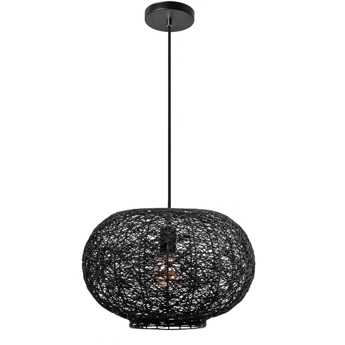 Lampa wisząca pleciona czarna APP1321-1CP