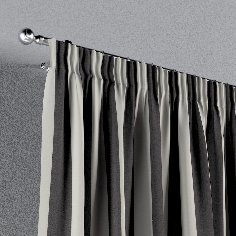 Zasłona na taśmie marszczącej 1 szt. 130x245 biało-grafitowe pionowe pasy (5,5cm)
