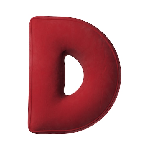 Poduszka literka D, intensywna czerwień, 30x40cm, Posh Velvet