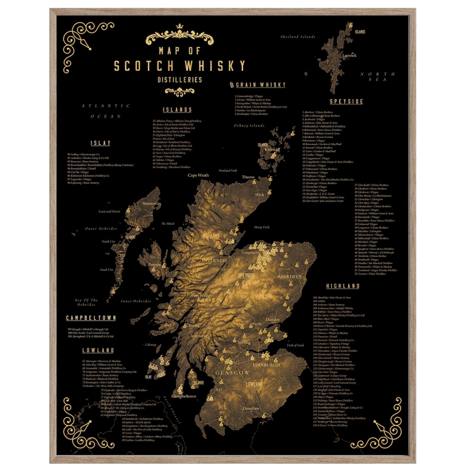 plakat SZKOCKA WHISKY regiony destylarnie 40x50cm
