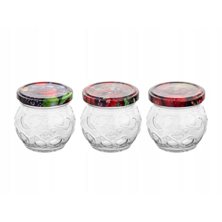 3x SŁOIK mały 215ml grawerowany na owoce dżem wek przetwory soki pojemnik