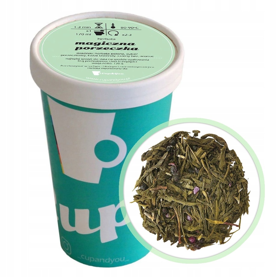 Herbata zielona MAGICZNA PORZECZKA sypana czarny bez kwiat lawendy upominek - herbata liściasta sypana mieszanka napar susz