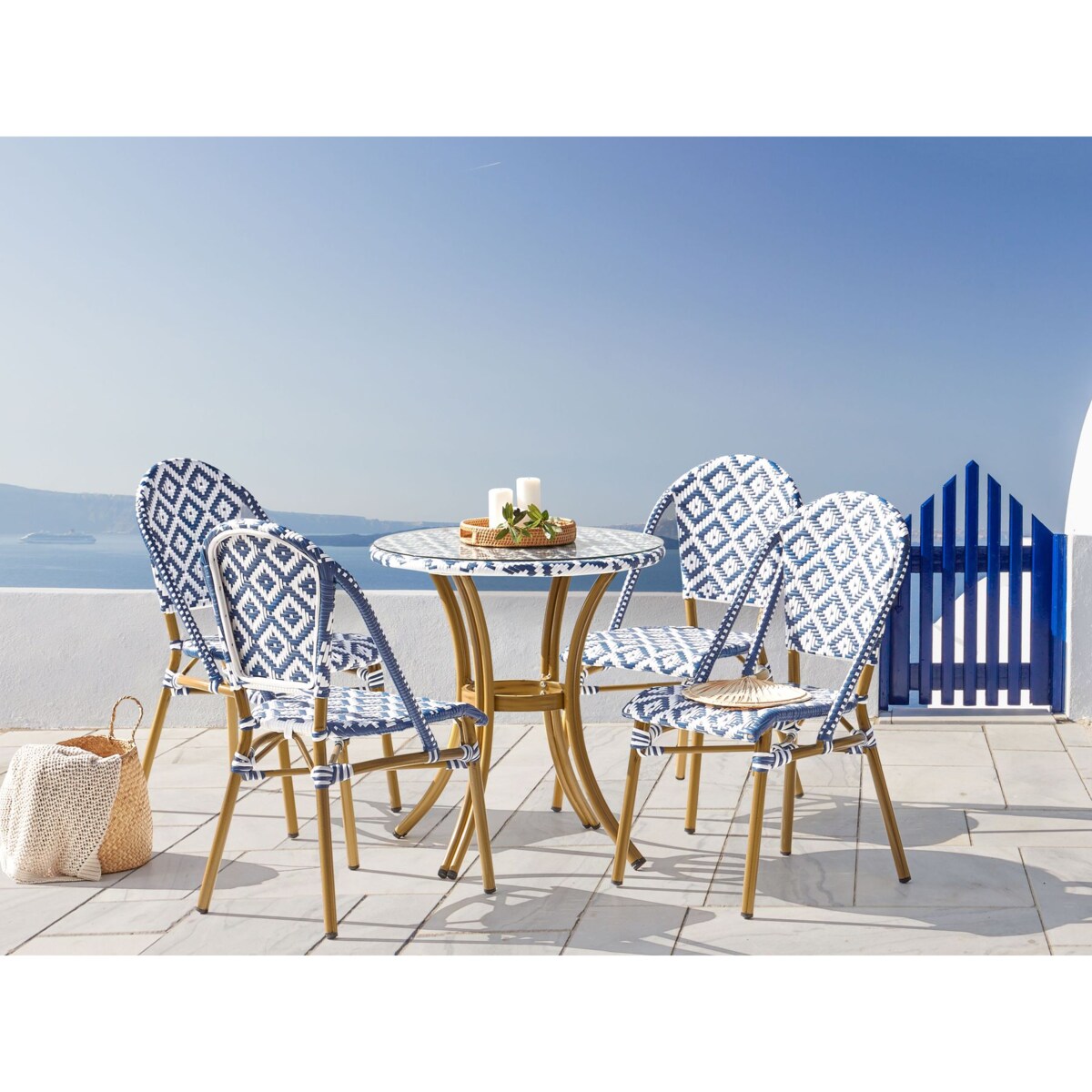 Zestaw ogrodowy dla 4 osób RIFREDDO Technorattan Niebieski