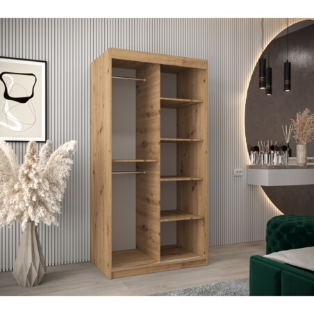 Szafa przesuwna Garderoba PROMO T3 100 artisan/czarny