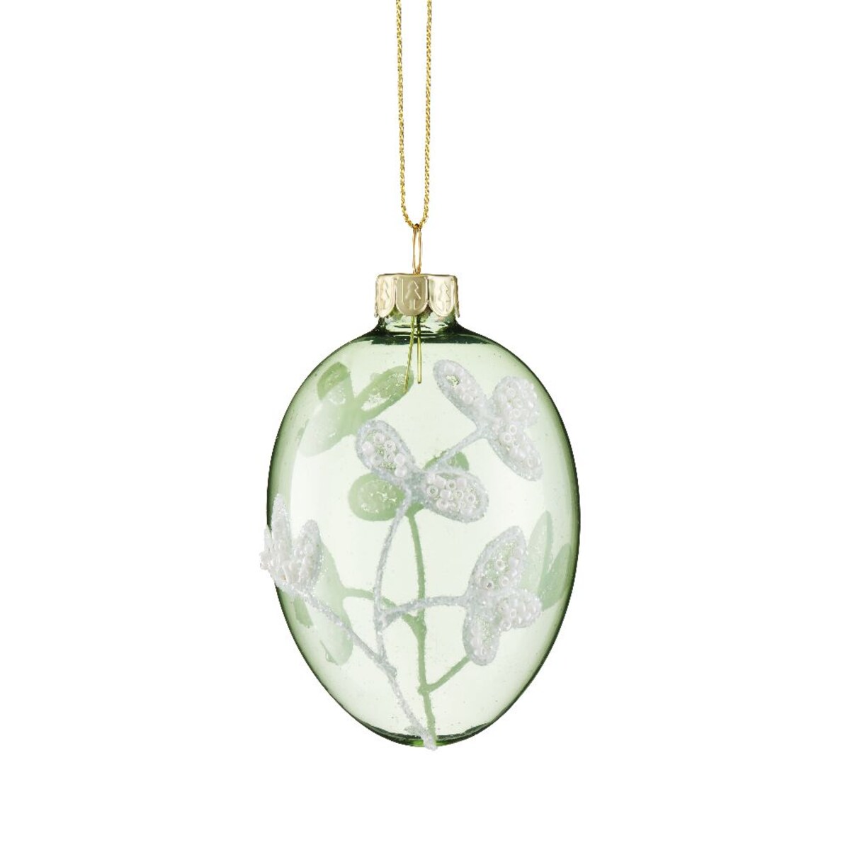 VILLA ITALIA Bombka jajko wielkanocne zielone z koralikami 9 cm