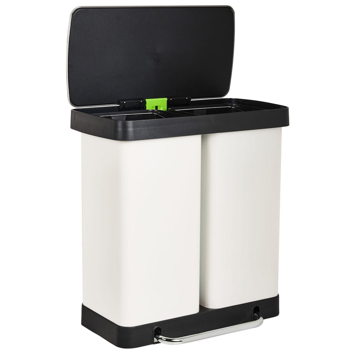 Kosz na śmieci z pedałem dwukomorowy 60 L ECOSORT Metal Biały