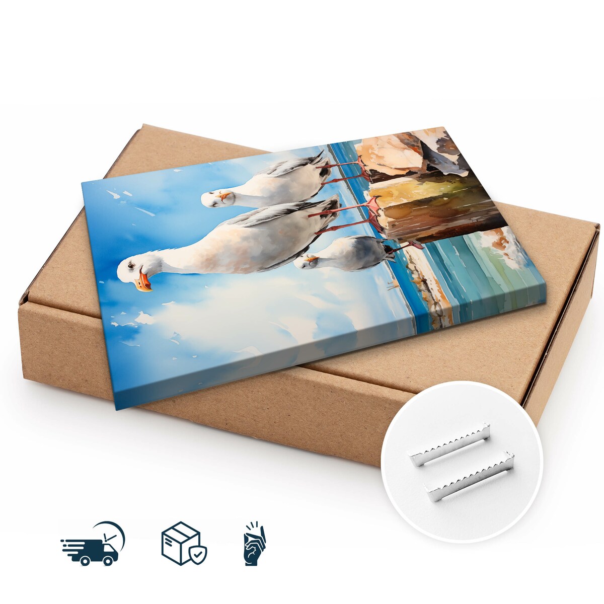 Obraz Na Płótnie Abstrakcyjne Mewy Na Tle Morza 40x50cm