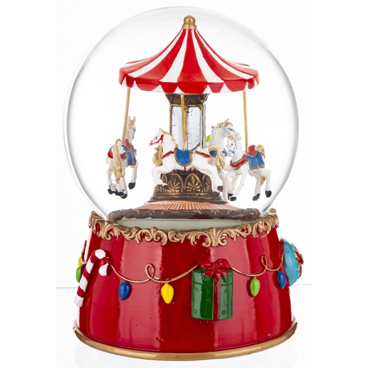 Kula szklana śnieżna z pozytywką Koniki 17x11,5x11,5 cm