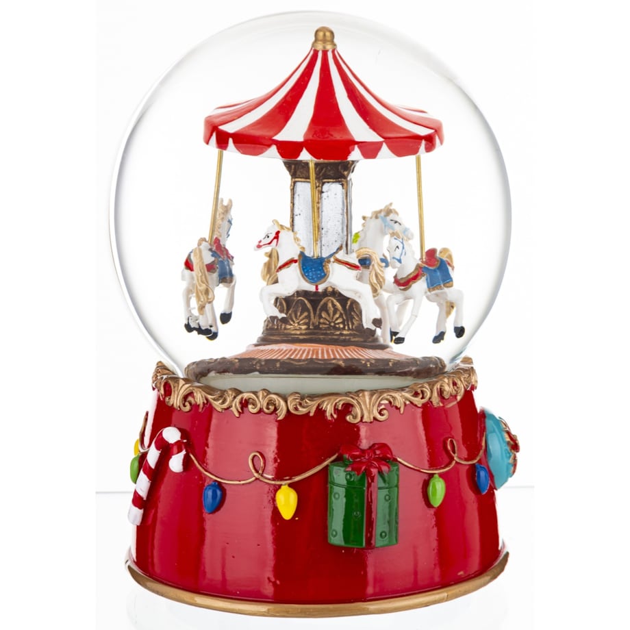 Kula szklana śnieżna z pozytywką Koniki 17x11,5x11,5 cm