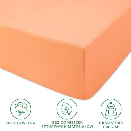 Prześcieradło jersey z gumką 200x220 kolor Łosoś