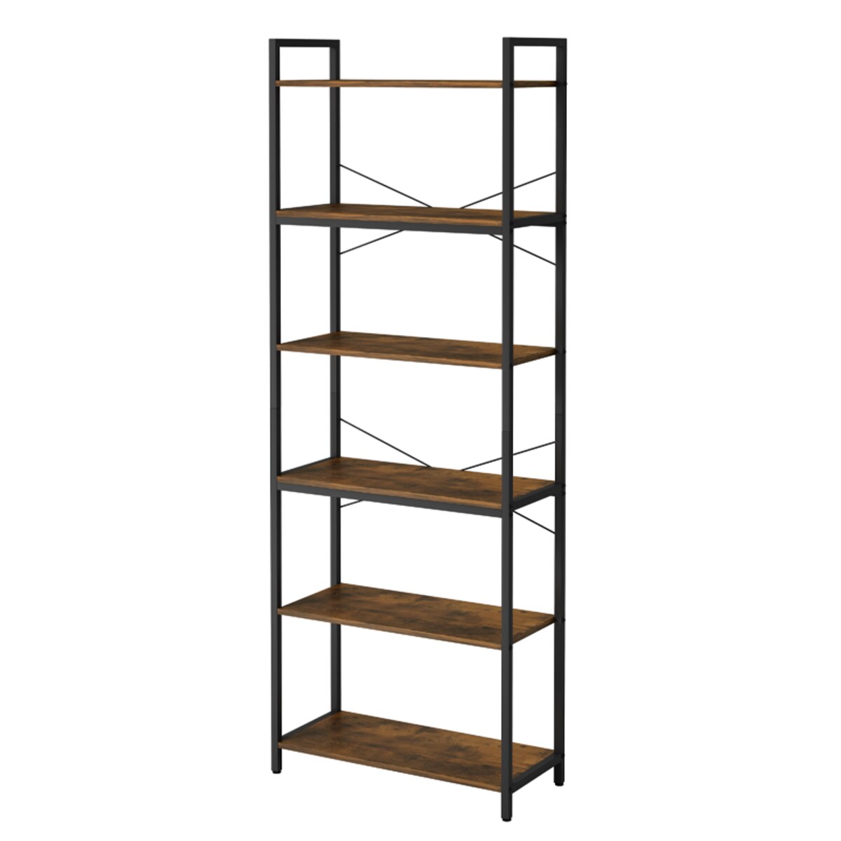 Regał półka industrialny stojący 6 półek drabinka na książki jasny brąz