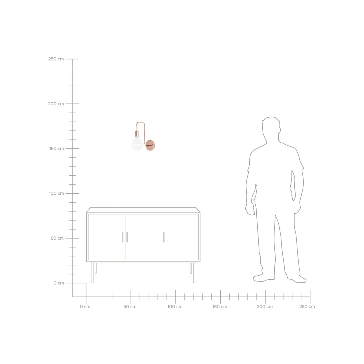 Lampa ścienna metalowa miedziana SAVENA