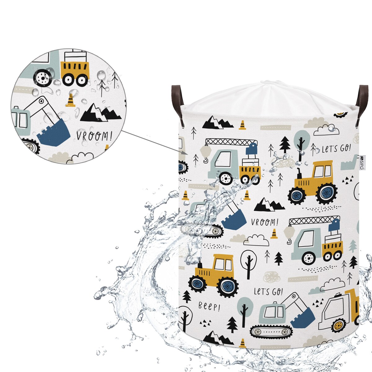 bawełniany kosz na zabawki sipo, zamykany na ściągacz, autka, xl