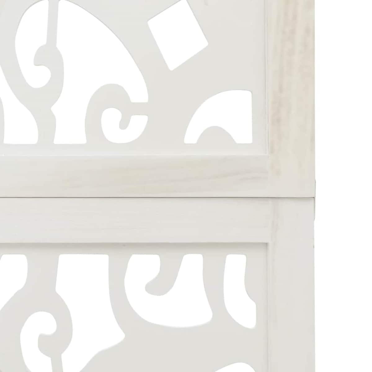 vidaXL Parawan pokojowy, 5-panelowy, biały, lite drewno paulowni