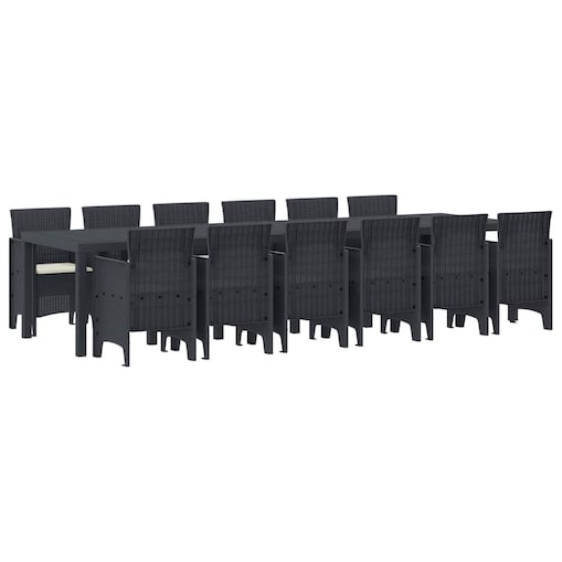 vidaXL Zestaw do jadalni w ogrodzie 13 pcs Antracyt Rattan Polt