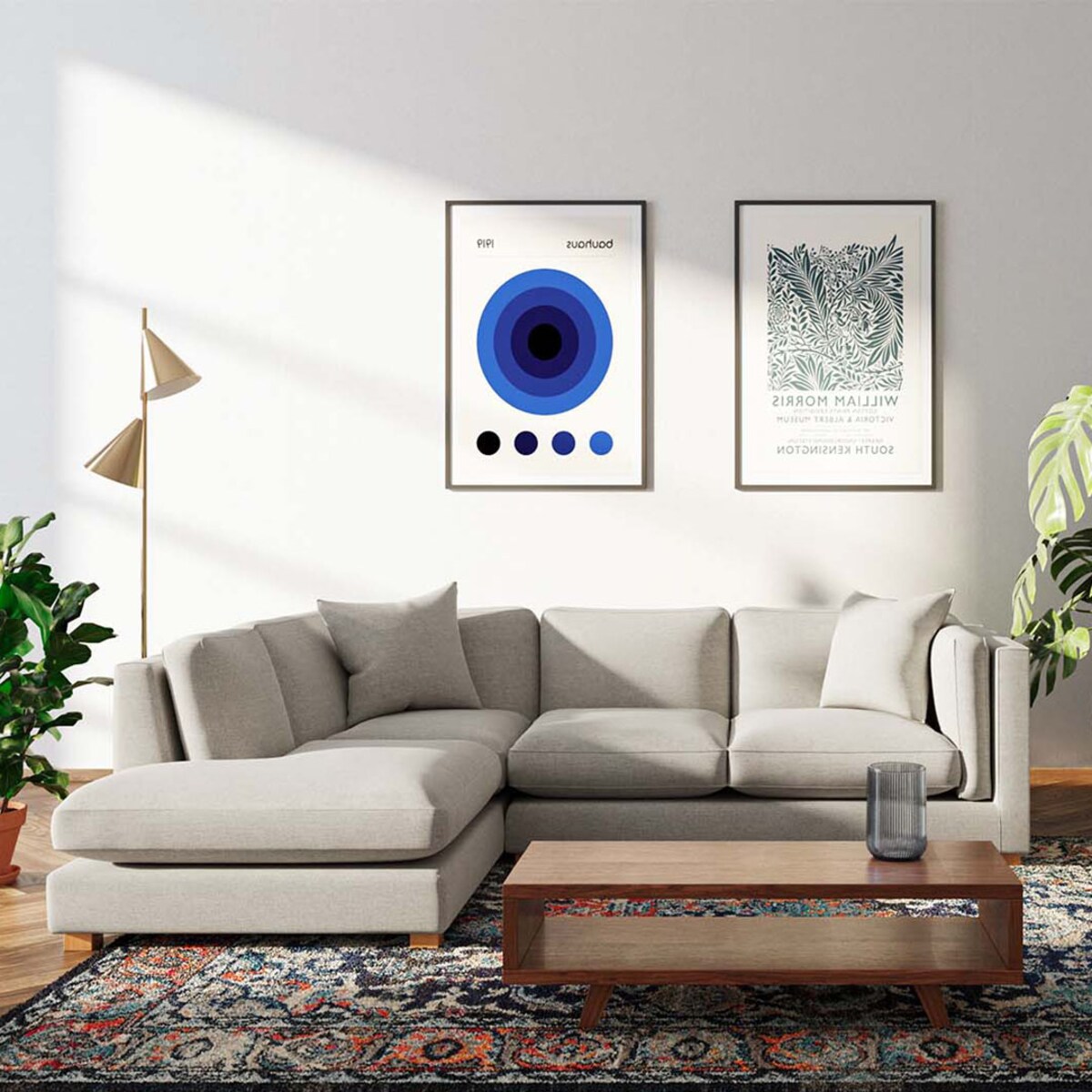 Pomo sofa narożna lewa Jasnobeżowa