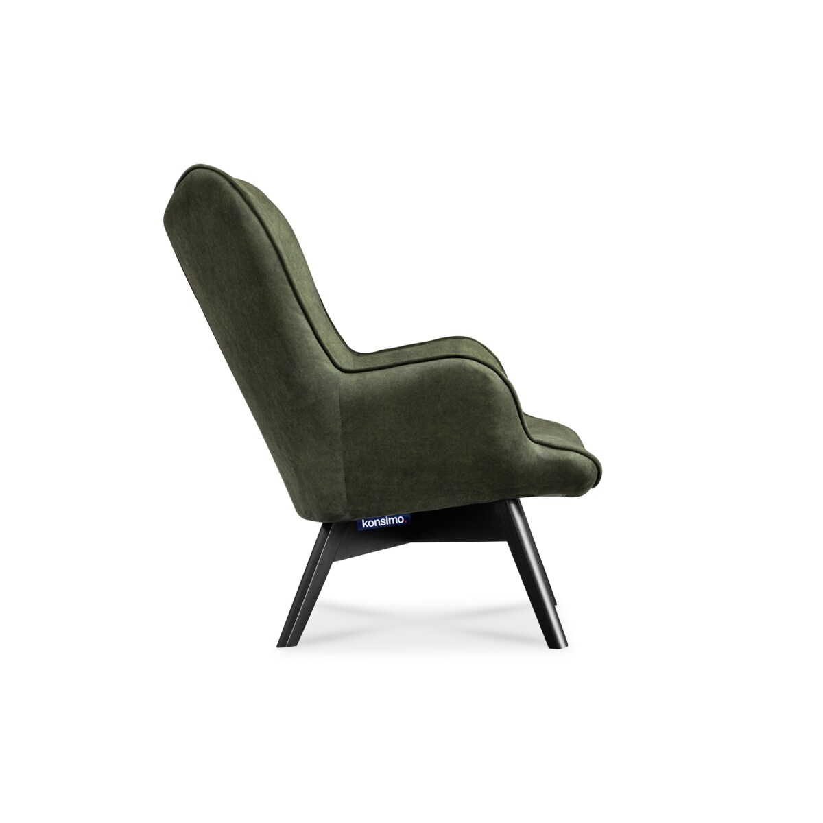 KONSIMO GLORI Fotel wypoczynkowy z weluru i pikowanym wzorem - jasnoszary i ciemnozielony