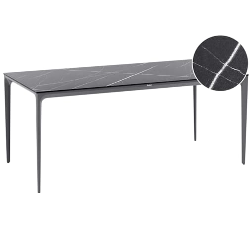 Stół ogrodowy SOVARETO 180 cm 90 cm Efekt marmuru Czarny marmur