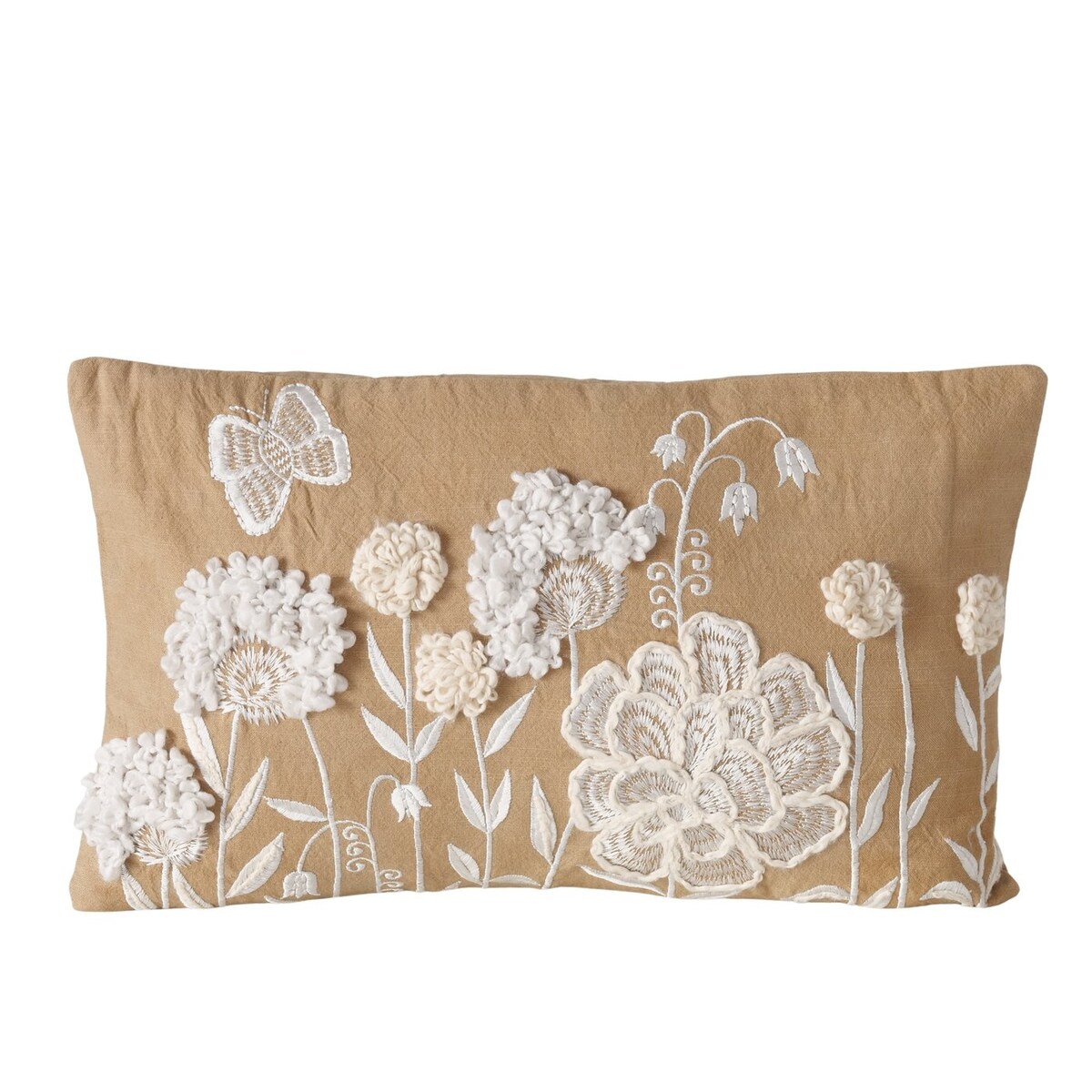 Poduszka dekoracyjna wyszywana MARIELLE w kwiatki, 49 x 29,3 cm