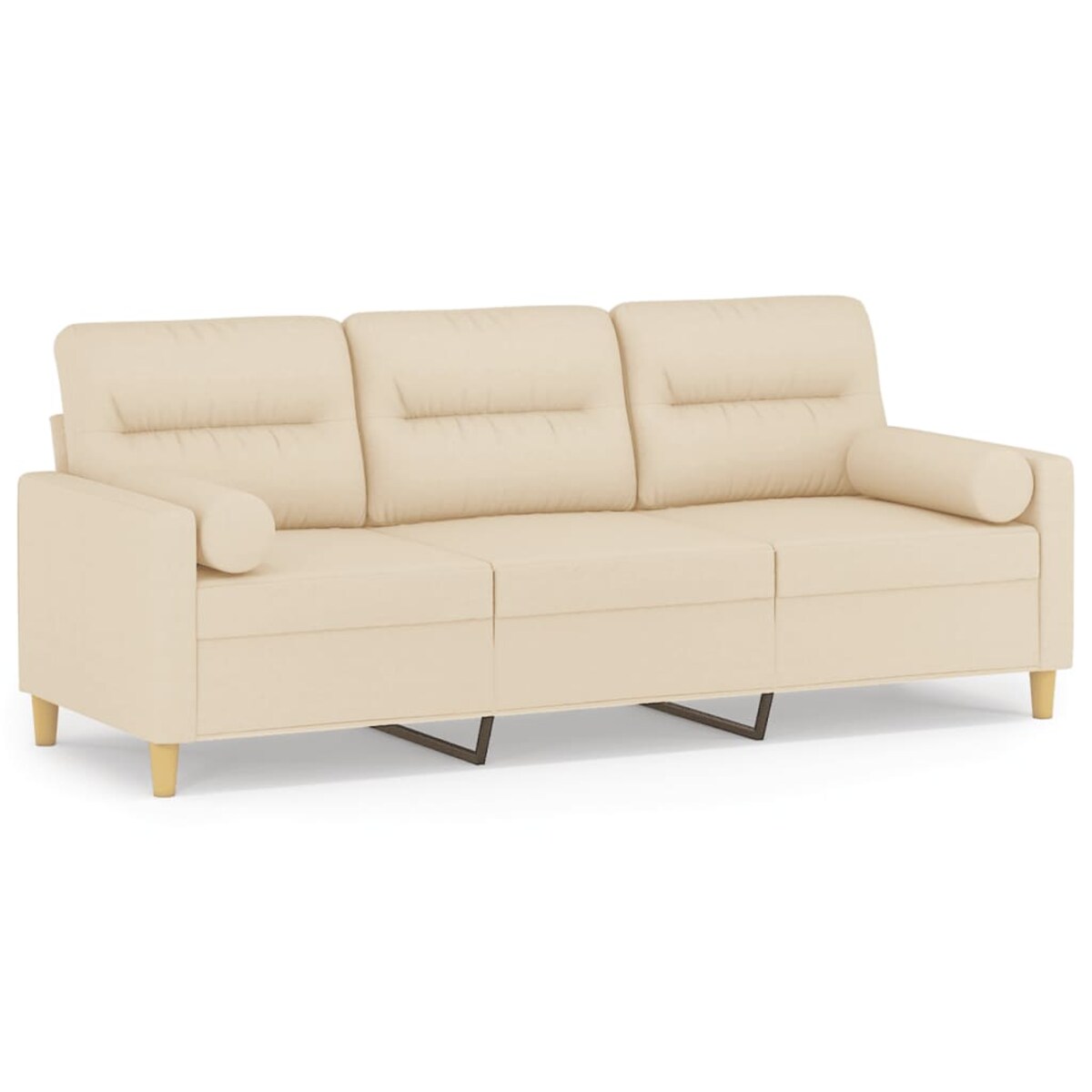 vidaXL 3-osobowa sofa z poduszkami, kremowa, 180 cm, tkanina