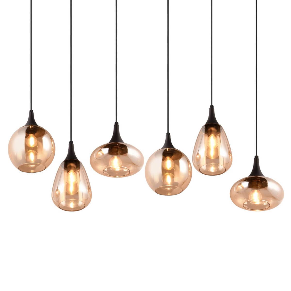 Wielopunktowa lampa zwieszana Lumina 317000613 Trio czarna bursztynowa