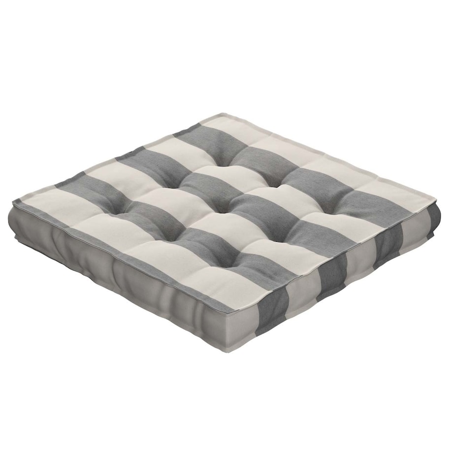 Poduszka na krzesło Kuba, biało-szare pionowe pasy (5,5cm), 40 x 40 x 6 cm, Quadro