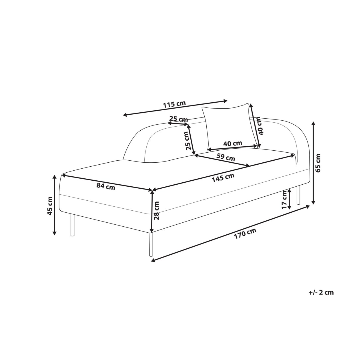 Szezlong boucle prawostronny biały LE CRAU