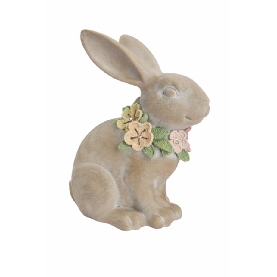 Dekoracja - ceramiczny królik z obrożą LED 29,7x25,5x14,3 cm