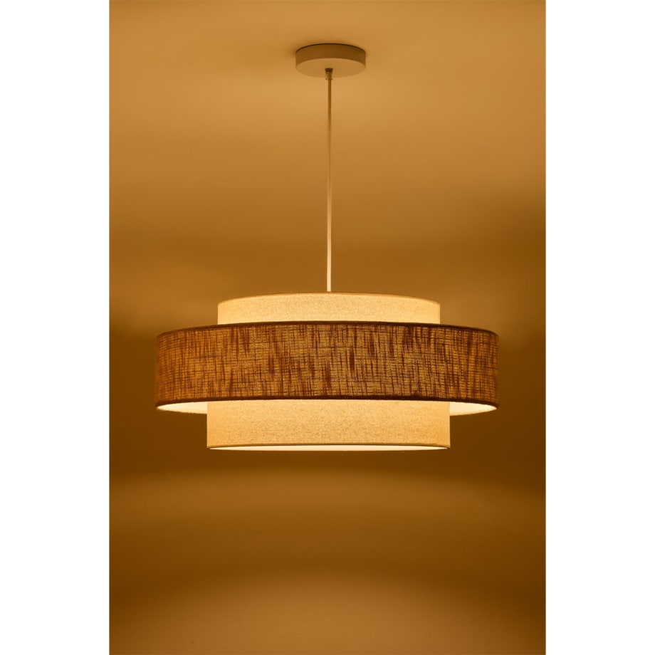 Lampa wisząca z tkaniny Lumira Ø55 cm, lniano-kremowo-beżowa