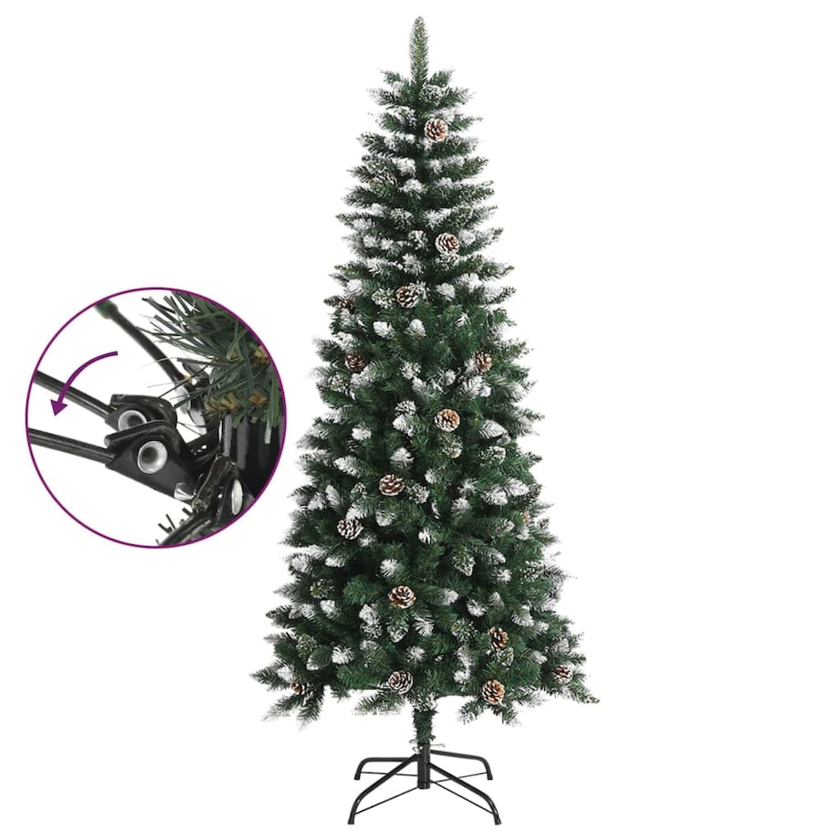 vidaXL Sztuczna choinka ze stojakiem, zielona, 150 cm, PVC