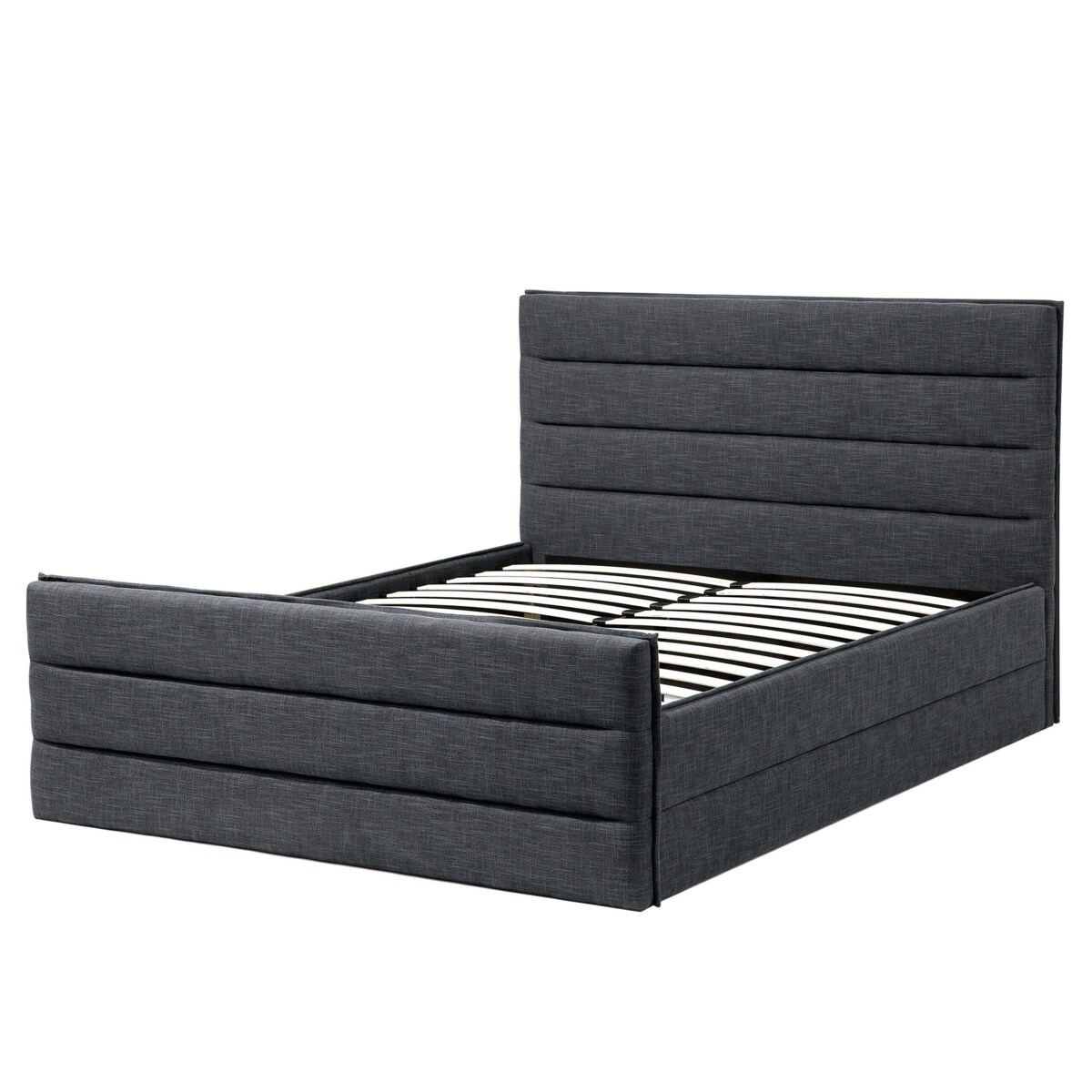 Łóżko tapicerowane 160 x 200 cm ciemnoszare VALBONNE