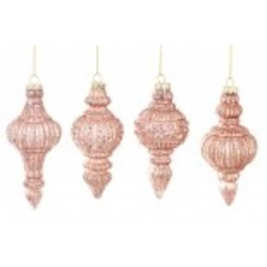 Bombka szklana 4szt. 14x6, 12,5 cm JOLANDA różowa