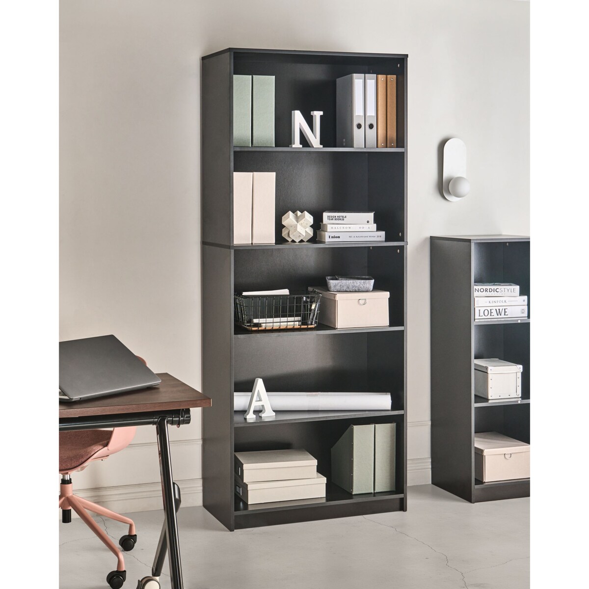 Regał na książki 5 półek ZEHNA 195 cm Czarny