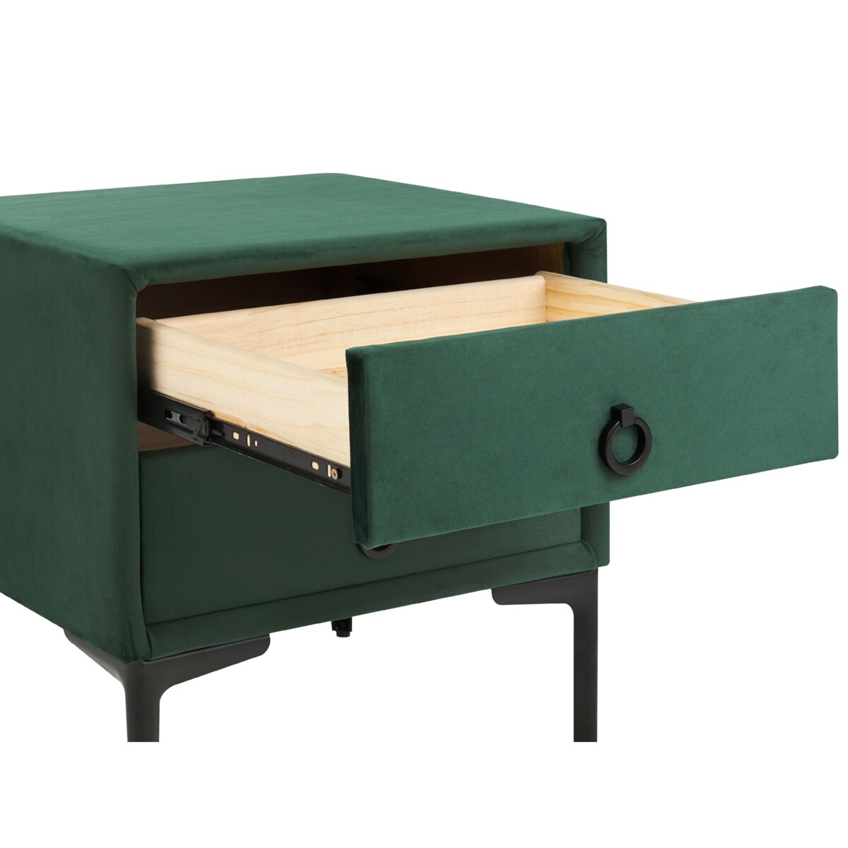 Szafka nocna welurowa zielona SEZANNE