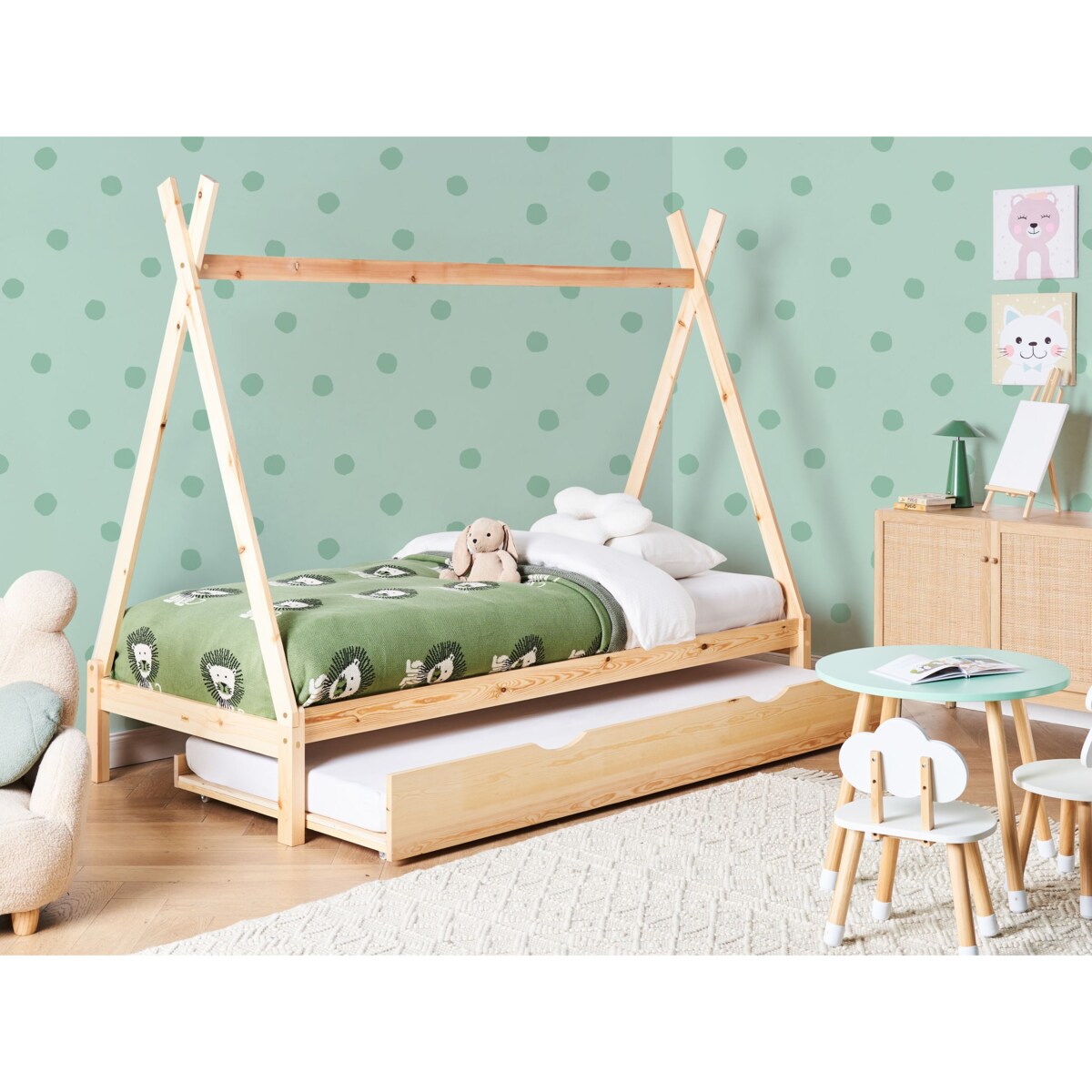 Łóżko dziecięce Drewno sosnowe TALMONTIERS 90 x 200 cm Jasnobrązowy