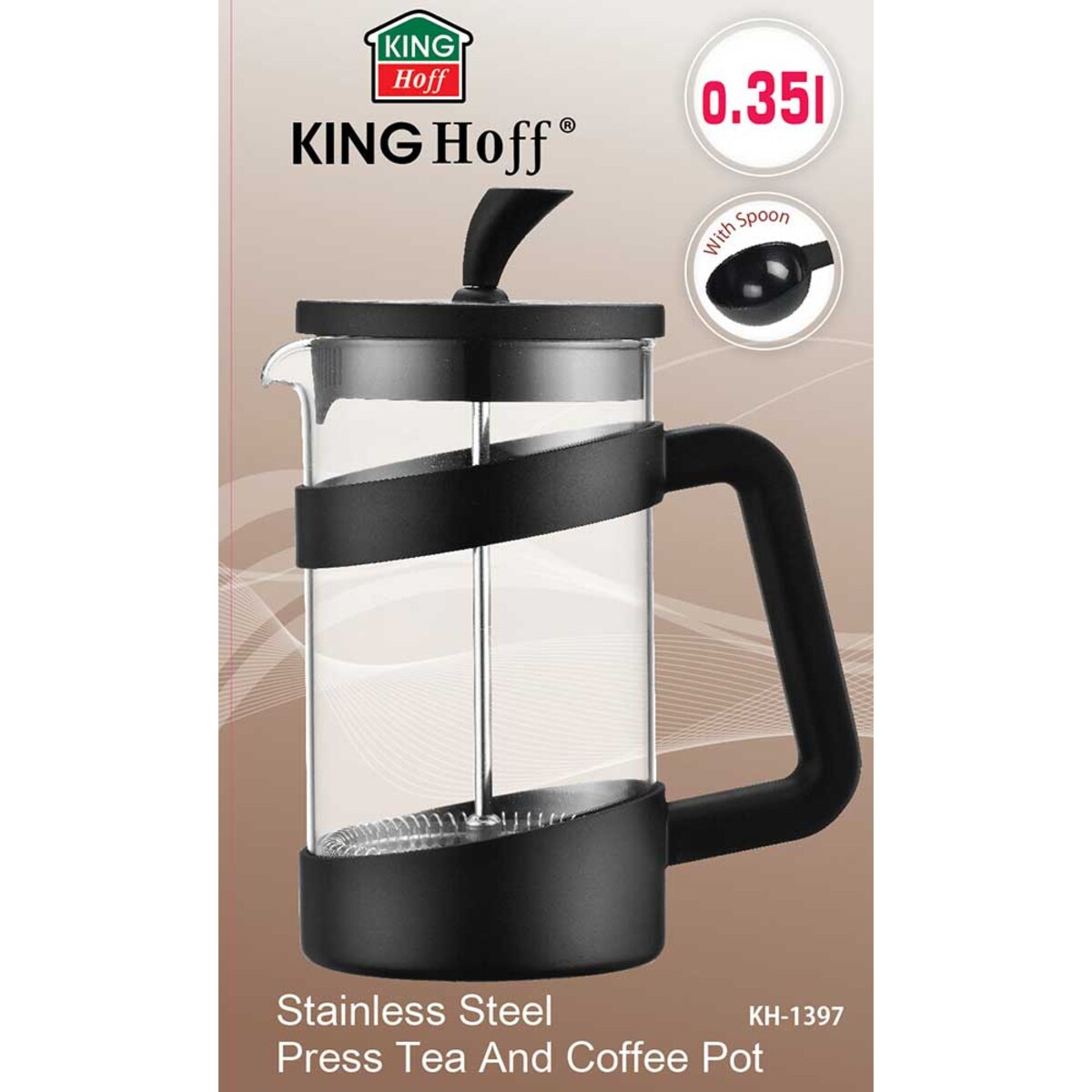 Zaparzacz tłokowy do herbaty kawy ziół french press 350ml KINGHOFF