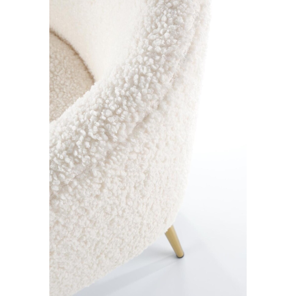 FOTEL WYPOCZYNKOWY Eder kremowy TAPICERKA bouclé BUKOWE NOGI