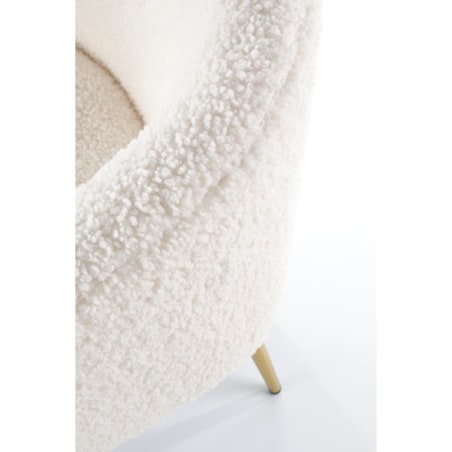 FOTEL WYPOCZYNKOWY Eder kremowy TAPICERKA bouclé BUKOWE NOGI