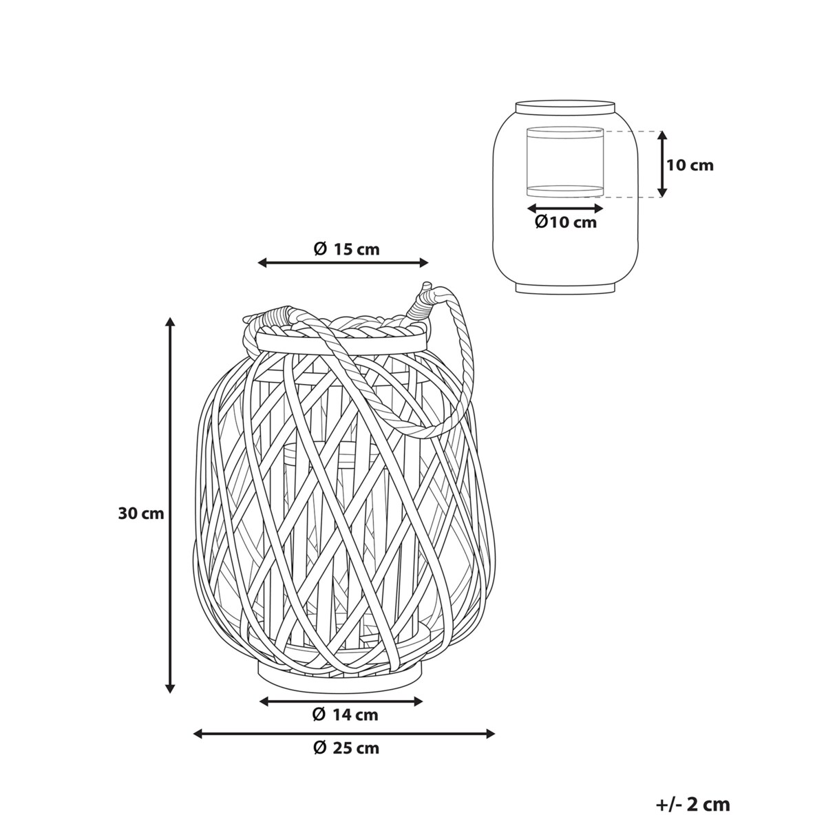 Lampion drewniany 30 cm czarny MAURITIUS