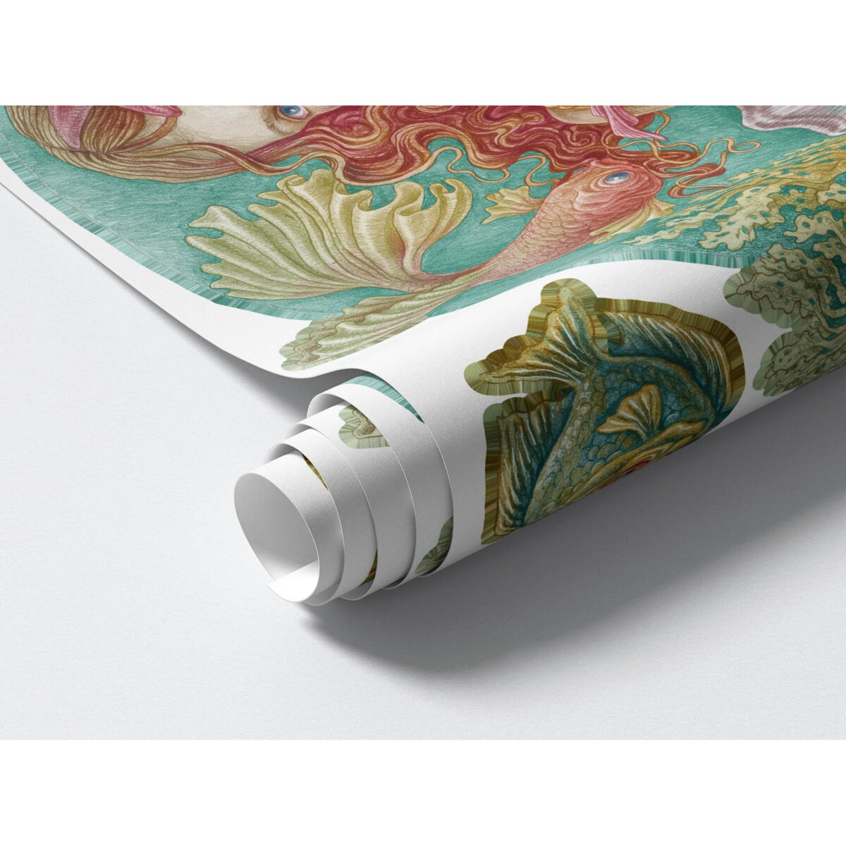 Zestaw naklejek na ścianę, Syrena świat rysunkowy, 60cm