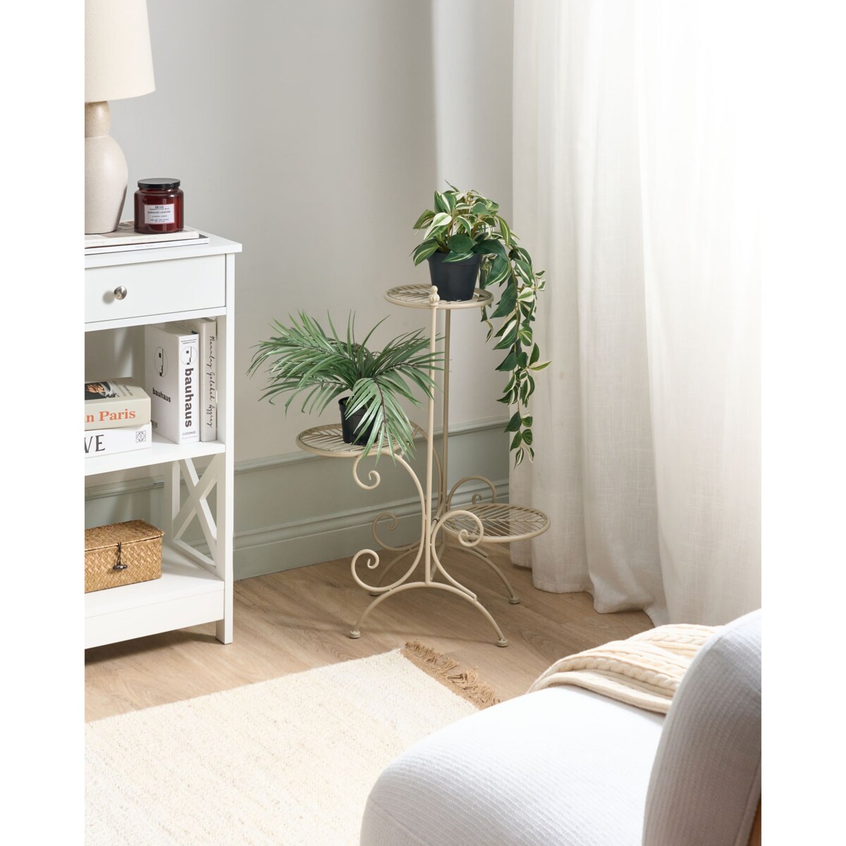 Stojak na kwiaty ASAGAO Metal 26 cm Beżowy