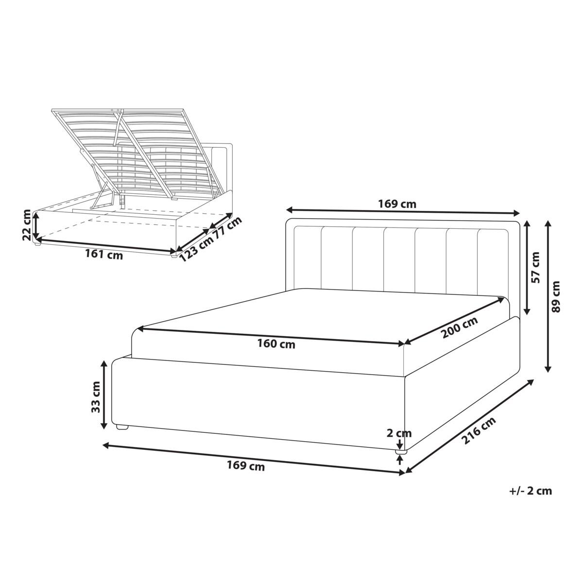 Łóżko z pojemnikiem MONTLAUR 160 x 200 cm Boucle Biały