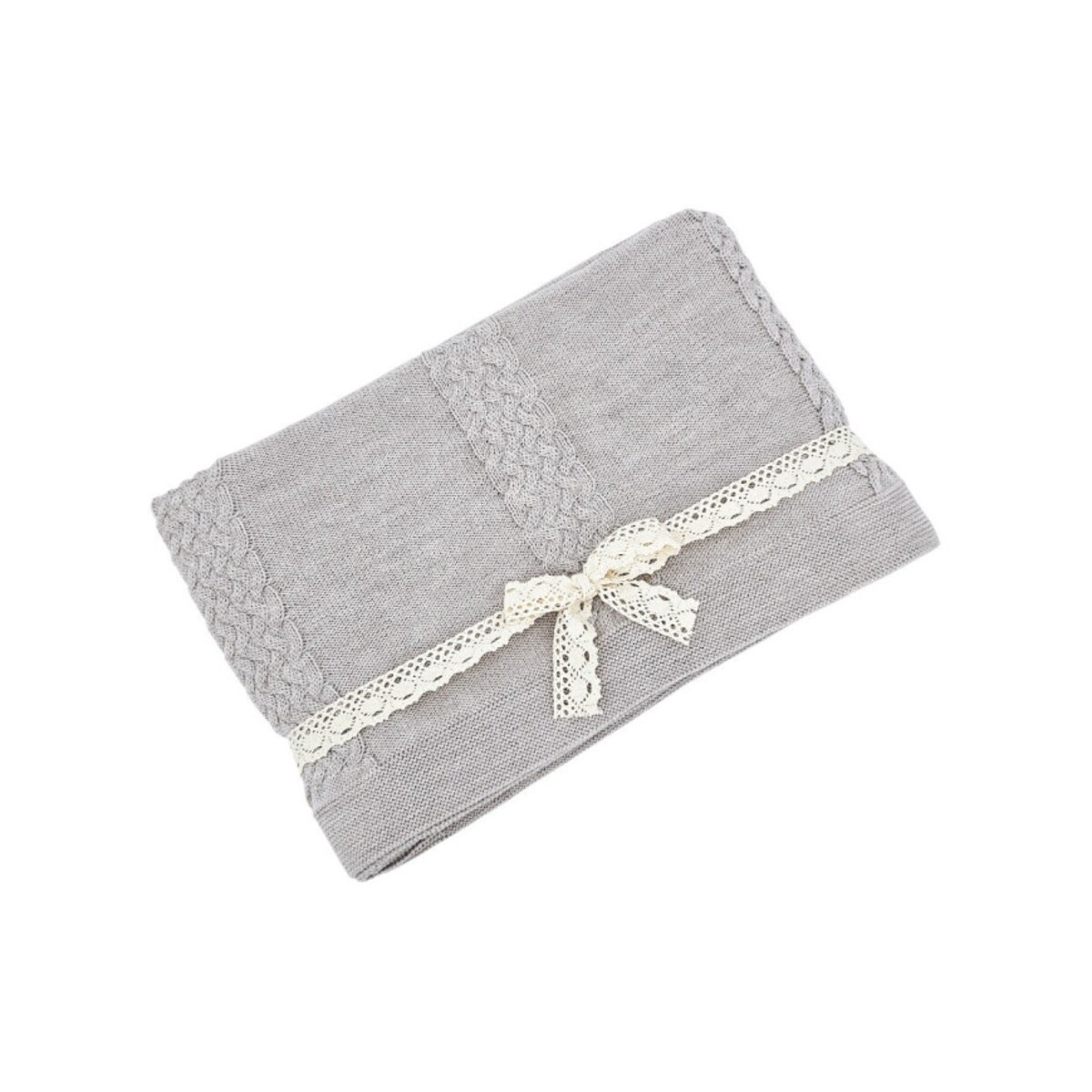 Koc dzianinowy z wełny MERINO 150x200 cm – FLORENCE SAND