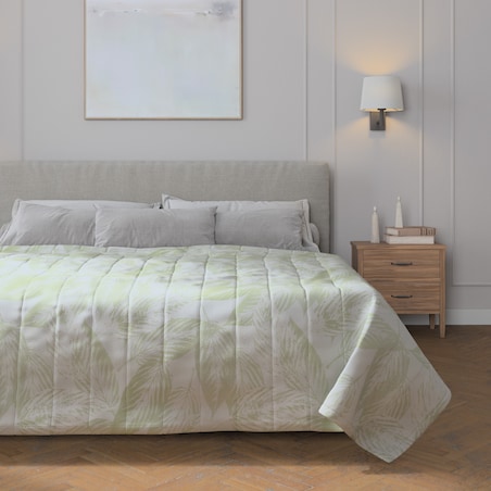 Narzuta pikowana w pasy 260x210 zielone liście