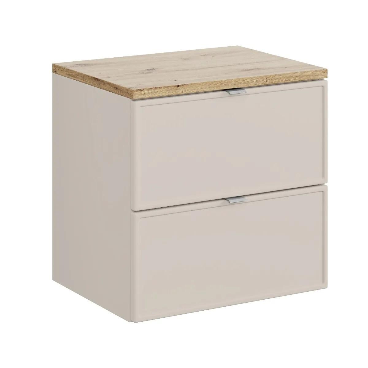 Szafka pod umywalkę nablatową BELLA CASHMERE 82-60-2S z blatem 60 cm kaszmir/dąb artisan