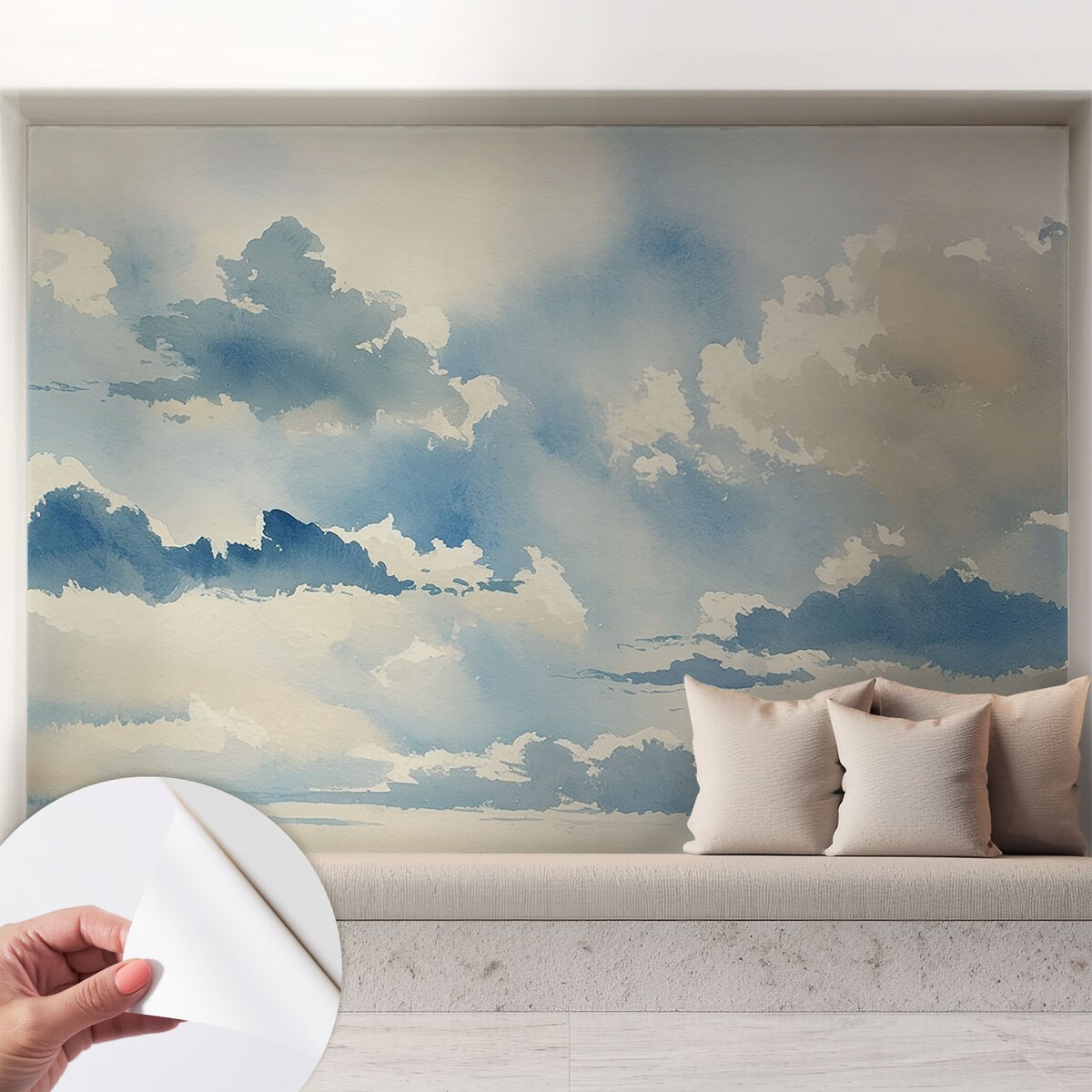 Fototapeta samoprzylepna 208x146 cm - Niebiańskie obłoki, tapeta ścienna niebieska