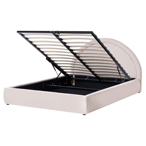 Łóżko z pojemnikiem MOUZON 160 x 200 cm Jasnobeżowy