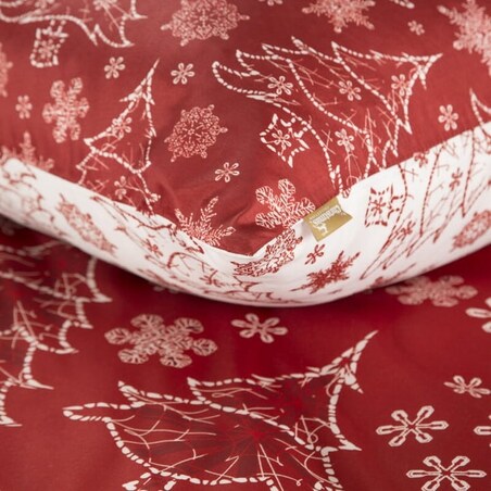 Pościel 160x200 Eurofirany świąteczna mikrofibra Rubi czerwona choinki 1213