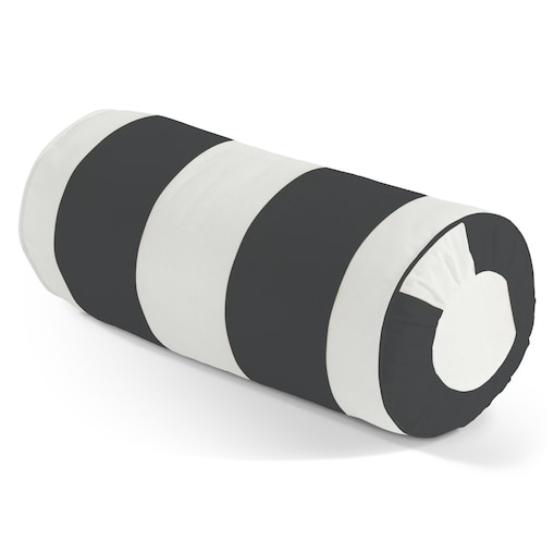 Poduszka wałek z zakładkami, pasy czarno-białe, Ø20 x 50 cm, Aria